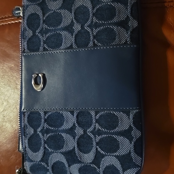Coach Navy and Denim Wristlet - Picture 2 of 4